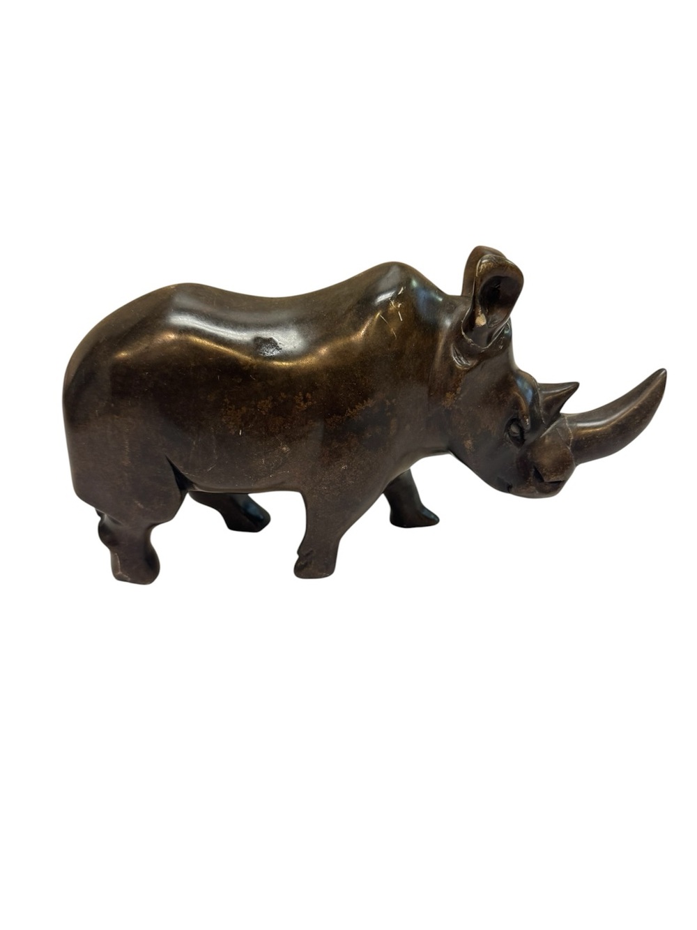 African Rhinoceros Rhino Hand Carved Ebony Wood Safari Statue Figure